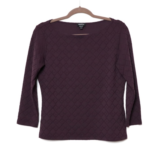 Worth Tops - Worth | Maroon Embossed Boat Neck Tee M